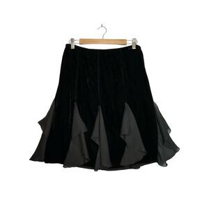 JW Vintage Black Velvet Chiffon Flutter Skirt Size 6